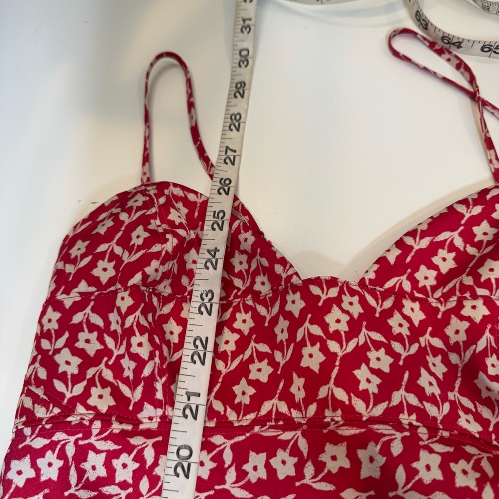 Free People pink Floral Mini Dress size small Spaghetti Strap Slip Dress - Picture 6 of 9